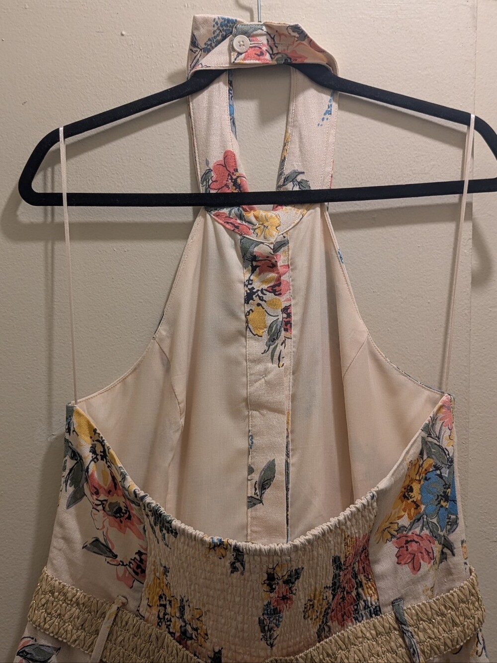 House of Harlow 1960 Ivory Floral Linen Blend Halter Romper Shorts- 12 - Picture 8 of 16